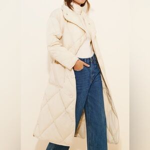 Free People We The Free Joanna Maxi Puffer Jacket Long Coat in Cream